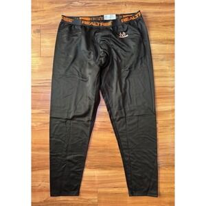 Realtree Mens XL Black Base Layer Pants Thermal Hunting Outdoors Fleece‎ Lined